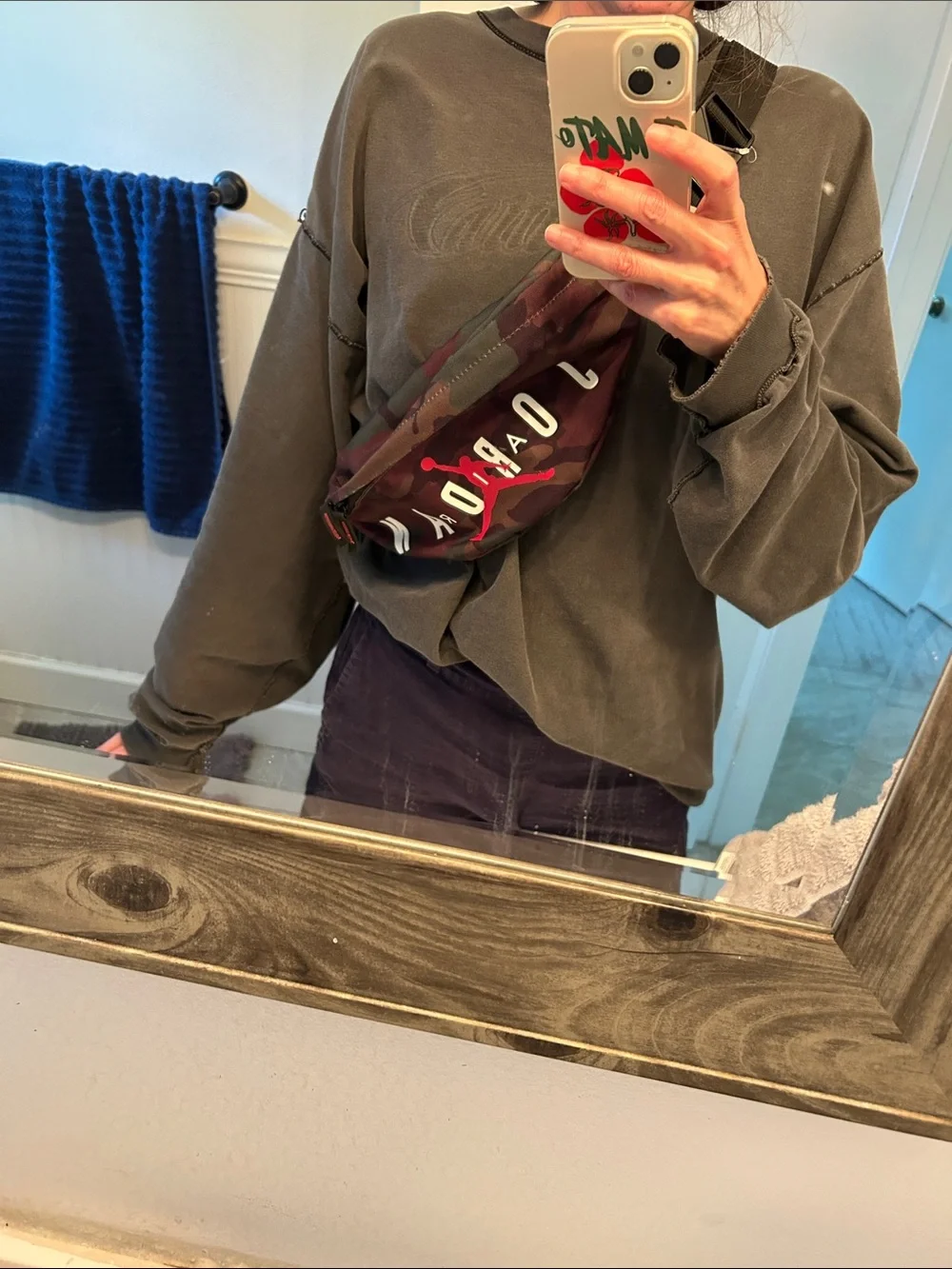 Jordan camo fanny pack, travel, safety streetwear bag unisex